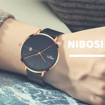 Đồng hồ dây lưới siêu mỏng Nibosi 1985 Vito (Mặt vàng - Kim vàng )